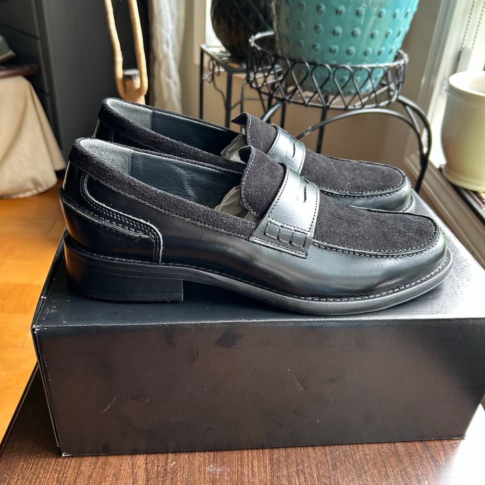 New Girotti MEN`S PENNY LOAFERS 39551 size 45 US 11.5 12 black leather